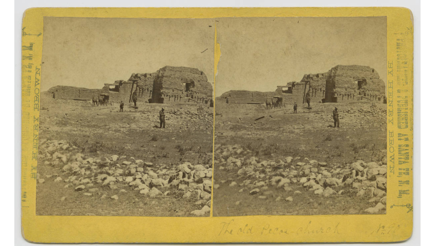 Stereographic image of church ruins near Sant Fe, New Mexico